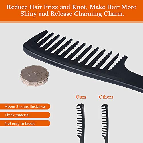 Hairdressing Combs Set, 3 Pack Wide Tooth Combs, Heat Resistant Anti-static Carbon Hair Brush Hair Comb for Long, Wet or Curly Hair Detangling - Image 5