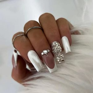 Silver Glitter Acrylic Nail Tips