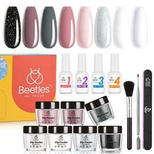 6 Color Gel Nail Dip Powder Set with Base Coat for Easy DIY Nail Art
