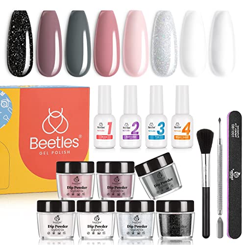 6 Color Gel Nail Dip Powder Set with Base Coat for Easy DIY Nail Art