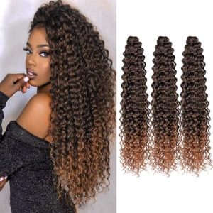 Ocean Wave Crochet Hair Extensions,3Packs Synthetic Curly Crochet Hair for Women 22Inch T30 Deep Wave Crochet Hair Braiding Hair