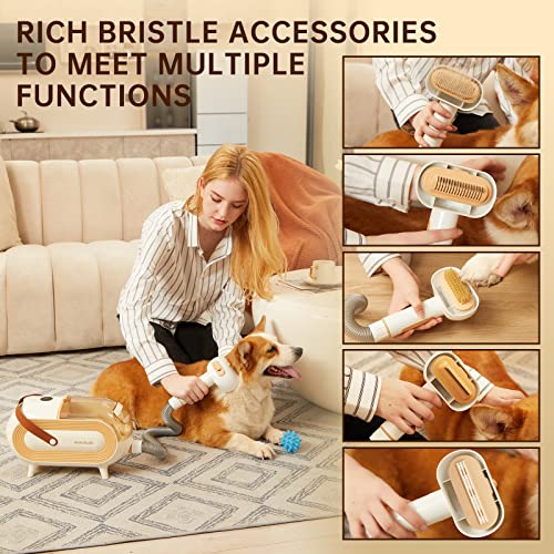Pet Grooming Vacuum kit Dog Hair Vacuum & Dogs Brush for Shedding with 5 Pet Grooming Tools for Dogs Cats and Other Animals(Yellow) - Image 4