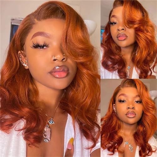 Ginger Orange Lace Front Body Wave Human Hair Wig for Women 13x4 Pre Plucked Medium - Image 2