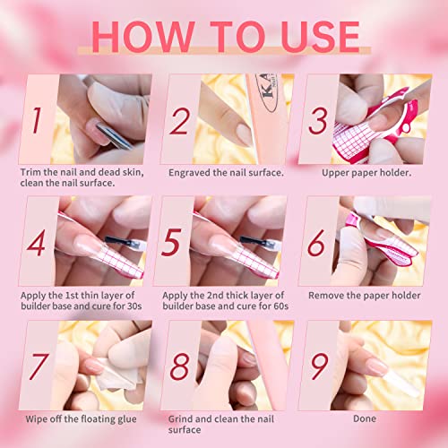 Hema-Free Builder Base Set,2 Colors Pink Neutral Sheer Builder Base for Nails in A Bottle Gel,for Building Extension Building Extension Repair False Nail Gel Nail Polish 15ml Kit - Image 6