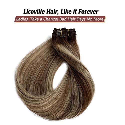Balayage Brown Blonde Ombre 18 Inch Clip-In Hair Extensions for Instant Volume - Image 6