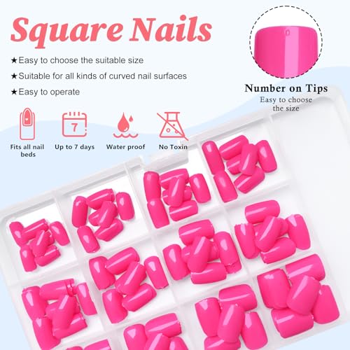 ?Short Pink Square Acrylic Nails? - Image 4