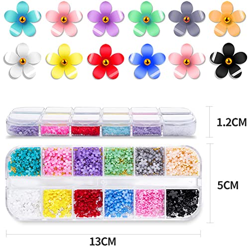 Flowers Nail Art Decorations, 12 Colors Floral Resin Nail Glitter Sequins, Five Petals Blossom Nail Studs Rhinestone Design for Nail Stickers Decals Foils, Women Girls Manicure Flower Acrylic Supplies - Image 5