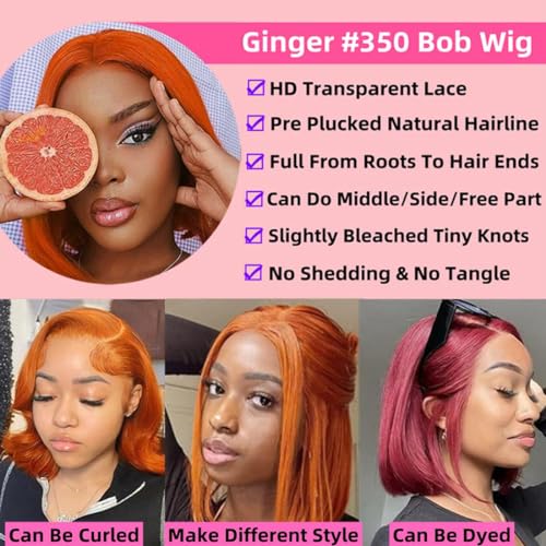 ?Red Orange Human Hair Wig? - Image 5