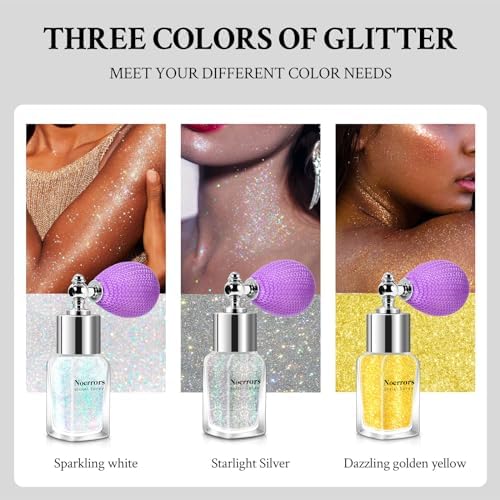Body Glitter Spray,White Sliver Gold Glitter Holographic Powder for Body Face Hair Clothes,Shimmer Sparkling Highlighter Loose Powder Glitter Shiny Nail Art Craft Design Festival Makeup - Image 4