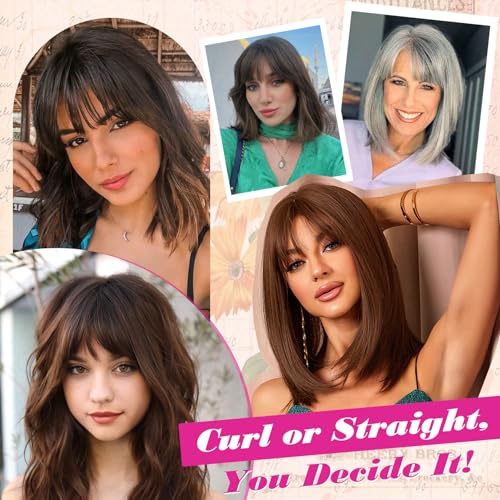 REECHO 10 Inch Brown Real Human Hair Topper for Women Clip-In Extensions with Bangs - Image 6