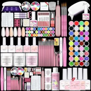 Saviland Acrylic Nail Kit with Nail Drill – Nails Kit Acrylic Set Professional Acrylic with Everything U V Light Nail Art Brush Glitter Nail Powder Nail Stuff for Home DIY Salon Use