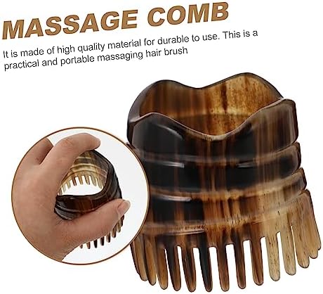 Massage Comb Scalp Massager Hair Comb Cleaning Brush Scrubber Brush Horn Comb Massage Hair Comb Mustache Comb Hair Growth Massager Shun Horn Consumption Man Horns - Image 7