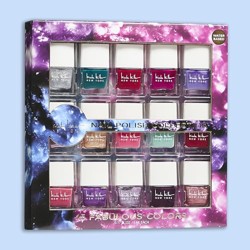 Nicole Miller New York Water-based, Easy Peel Off & Long-lasting Ultimate Nail Polish Set – 15 MINI Nail Polish Vibrant, Colorful, Trendy, and Glossy Shades Colors - Image 2