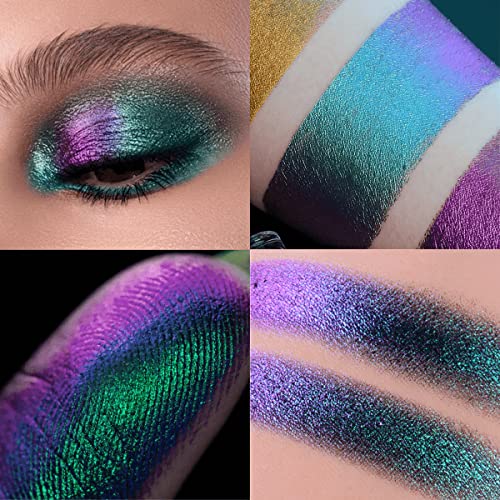 Duochrome Liquid Eyeshadow, Chameleon Multichrome Green Metallic Holographic Gel Eye Shadow, High Pigmented Quick-Dry Waterproof Color Shifting Glitter Shimmer Gradient Eye Gloss Makeup (PEACOCK) - Image 2