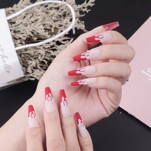 Matte Red Acrylic Nails Coffin