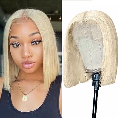 Platinum Blonde Lace Front Human Hair Wig for Women, 13x4 Lace, Natural Feel