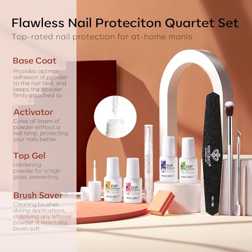 Modelones 32 Pcs Dip Powder Nail Kit Starter, 20 Colors Nude Pink Purple Brown Red Green Dipping Powder Liquid Set with Base/Top Coat Activator Brush Saver for Nail Art Manicure DIY Gift - Image 7
