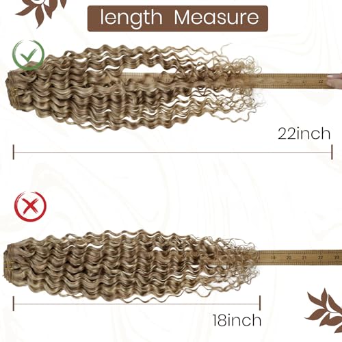 Hetto Curly Clip in Hair Extensions Human Hair #P12/613 Blonde Highlighted Clip in Extensions Human Hair Water Wavy Hair Extensions Clip in Human Hair 16 Inch 7Pcs 105g - Image 6