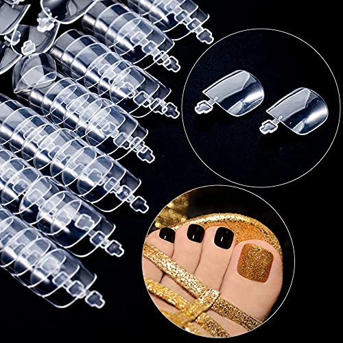 600Pcs Clear Toe Nail Tips, Rosy Finch 12 Size Fake Toenails for Acrylic Tips False Nails Full Cover DIY Foot Nails - Image 8