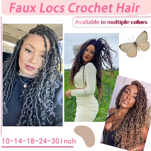 8 Packs Goddess Locs Crochet Hair- 24 Inch Faux Locs Crochet Hair for Black Women Soft Locs with Curly Ends Crochet Braids River Locs Crochet Locs (1B/30#) - Image 2