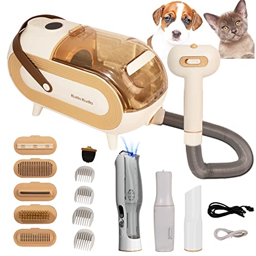 Pet Grooming Vacuum kit Dog Hair Vacuum & Dogs Brush for Shedding with 5 Pet Grooming Tools for Dogs Cats and Other Animals(Yellow)