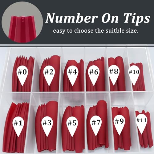 AddFavor XXL Extra Long Press on Nails Coffin Matte Fake Nails Full Cover Acrylic False Nails 12 Sizes 120pcs Red Nail Tips for Women Fingernails Manicure Design - Image 5