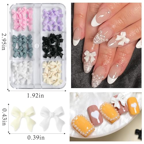 LoveOurHome 4 Boxes 3D Bow Flower Nail Charms Colorful Bowknot Nail Studs Charms Acrylic Nail Supplies with Gold Silver Pearl Beads Manicure Decorations for Gel Acrylics Nails Design, Crafts - Image 5