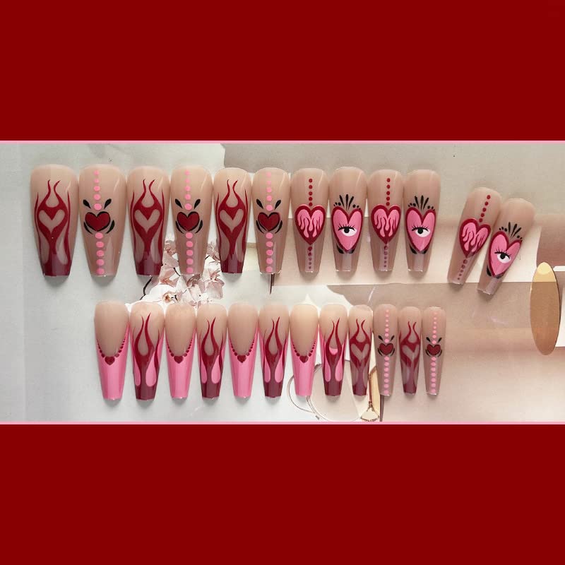 24 Piece Long Ballerina Acrylic Nail Set for Chic Manicures Various Designs - Image 2
