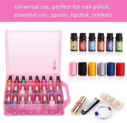 Makartt Nail Polish Organizer, Pink Universal Nail Polish Holder for 48 Bottles, Portable Acrylic Organizer Case with 8 Adjustable Dividers, Space Saver for Nail Bottles Display - Image 5