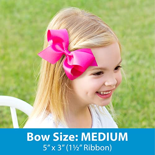 Wee Ones Girls' Tri-Color Grosgrain Hair Bow with Halloween Themed Embroidery on a WeeStay No-Slip Hair Clip, Medium, Trick Or Treat - Image 2