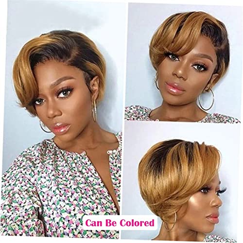 Women Wigs Brazilian Short T Part Lace Wig 13x1 Transparent Side Part Lace Straight Bob Wigs Middle Part Lace Front Human Hair Wig for Women(6 Inch) Human Hair Wigs ( Color : T Part Middle Part , Size - Image 5