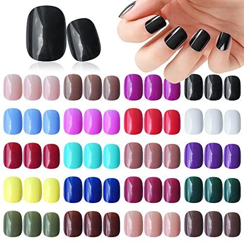 480pc Glossy Round Full Cover Press on Nails 20 Solid Colors for Women - Image 7