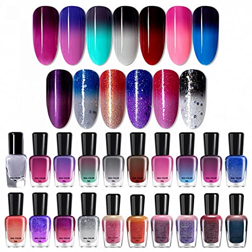 Color Changing Nail Polish 1PC Long Lasting Glossy Quick Dry Gradient Oily Mood Nail Polish for DIY Nail Art Manicure at Home Salon - Image 4