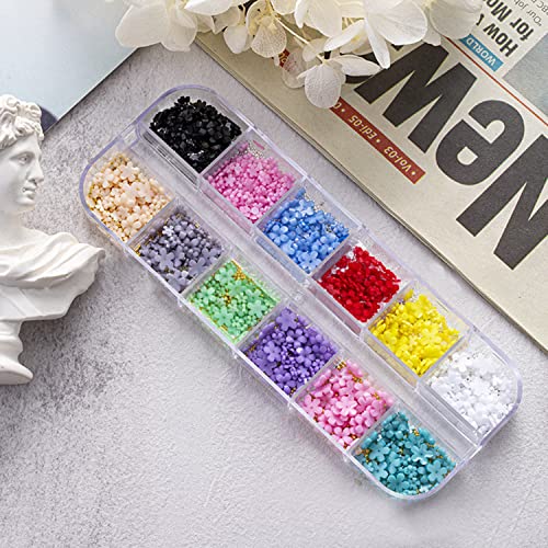 Flowers Nail Art Decorations, 12 Colors Floral Resin Nail Glitter Sequins, Five Petals Blossom Nail Studs Rhinestone Design for Nail Stickers Decals Foils, Women Girls Manicure Flower Acrylic Supplies - Image 6