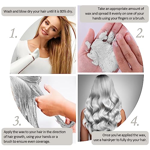 Silver White Temporary Hair Color Wax with Cape Ear Cover Gloves, Instant Natural Hairstyle Cream, Styling Pomades for Girl Women, Disposable Coloring Mud for Party Cosplay DIY Halloween,4.23oz - Image 5