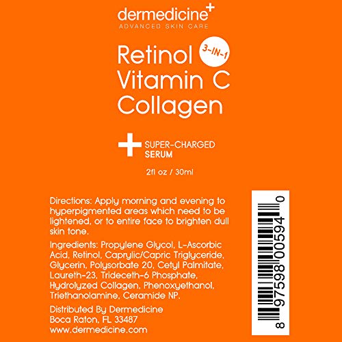 Retinol Vitamin C Collagen | Super Charged Anti-Aging Serum for Face | Pharmaceutical Grade Quality | Helps Smooth & Plump Fine Lines & Wrinkles & Brightens for Younger Skin | 2 fl oz / 60 ml - Image 5