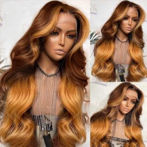 High-definition lace wig made with human hair.