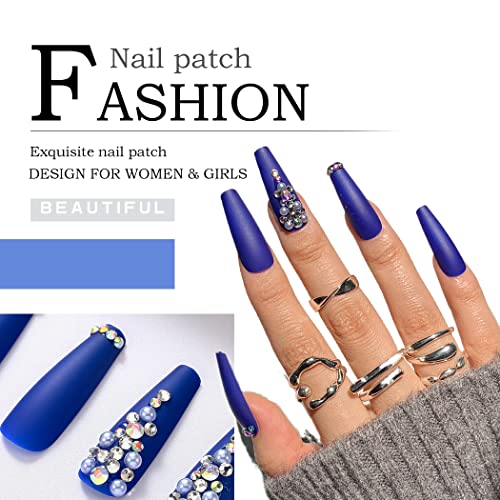 Light Blue Coffin Acrylic Nails - Image 4