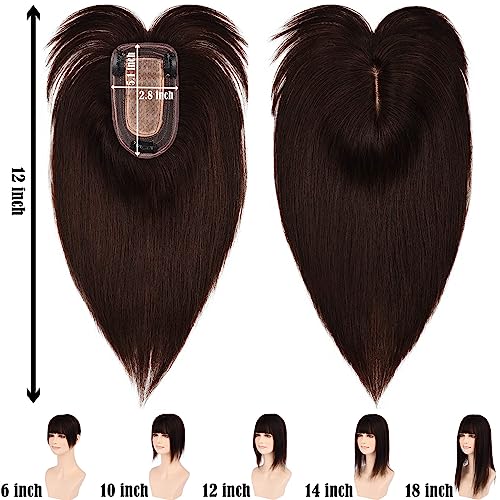 JGS1996 100% Remy Human Hair Topper with Bangs for Thinning Hair, Medium Size - Image 2