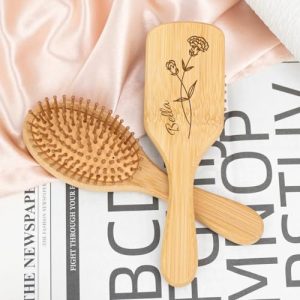 Custom Engraved Wooden Hair Brush Personalized with Your Name for Gentle Hair Care