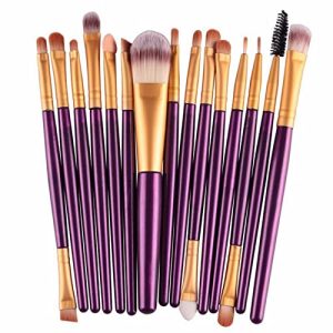 Travel Makeup Brush Set 15pcs Beauty Cosmetic Foundation Power Blushes Eyelashes Lipstick Natural-Synthetic Hair Brushes Set for Eyeshadow, Eyebrow, Eyeliner, Eyelash,blending Gifts for Mom