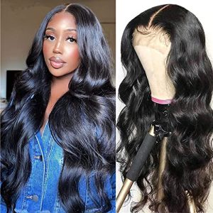 Body Wave Lace Front Wigs Human Hair Pre Plucked, Premium 4×4 HD Lace Closure Wigs Human Hair for Black Women, Soft 180% Density Glueless Brazilian Virgin Hair Lace Wigs Bleached Knots 22 inch