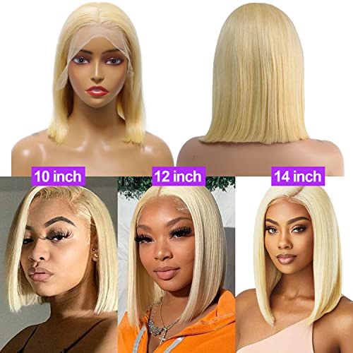 Platinum Blonde 14-Inch Human Hair Bob Wig for Women Natural Look - Image 5