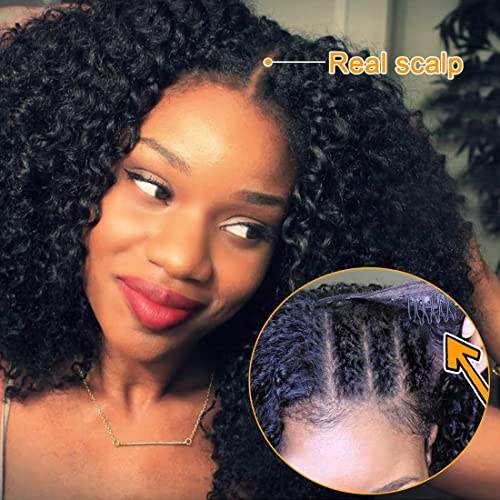 west kiss V Part Wig Human Hair Curly V Part Wigs for Black Women Human Hair Upgrade of U Part Human Hair Wig Kinky Curly V part Wig No Leave Out Curly Human Hair V Part Wig 180% Density 20 inch - Image 5