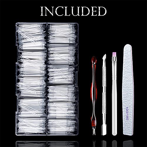 Extra Long Clear Acrylic Coffin Nail Tips 550 Pieces, 9 Sizes, Half Cover - Image 5