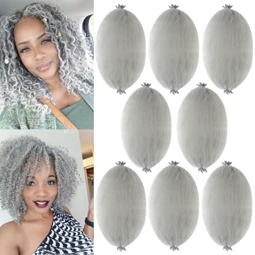 8 Packs Springy Afro Twist Hair Marley Twist Braiding Hair 8 Inch Pre-Separated Grey Kinky Braiding Hair for Black Women Afro Spring Twist Hair Wrapping Hair for Soft Locs (8 Inch (Pack of 8), Grey#)