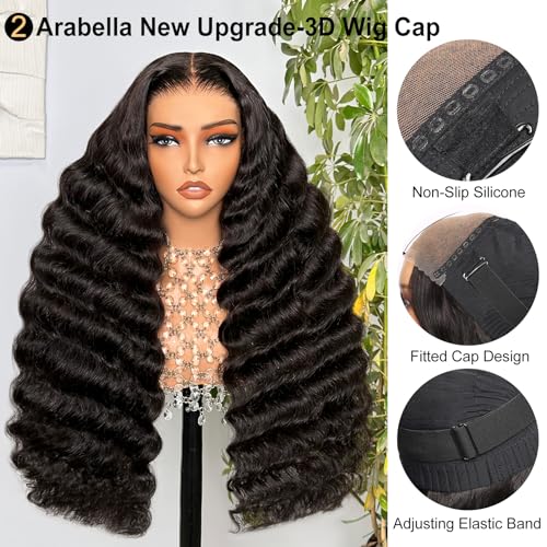Arabella 5x6 Ready to Go Glueless Wigs Human Hair 210% Density Lace Front Wigs Human Hair 100% Loose Deep Wave Wigs Pre Cut Lace 12a Real Pre Bleached New Body Wave Wig (26inch, 5X6 Loose Curly Wig) - Image 3