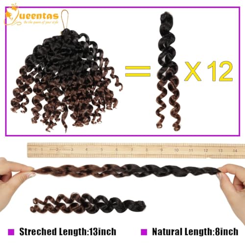 QUEENTAS 6Packs Jamaican Bounce Crochet Hair for Women Bounce Curl Wand Curl Crochet Braiding Braids Hair Curly Crochet Hair 72 Roots (8inch,#1B/30) - Image 6