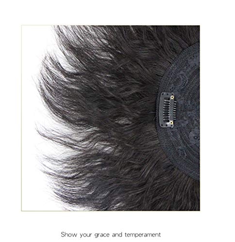 Human Hair Nature Curly Topper Replacement Fluffy Hairpiece Seamless Clip in Top Wiglet for Women Thin Hair Large Nature Black - Image 5