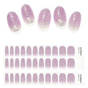 Purple and yellow gel nail designs.